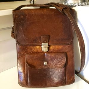 Vintage Leather Tan Crossbody Messenger Bag Nigerian Boho Luxury Unisex